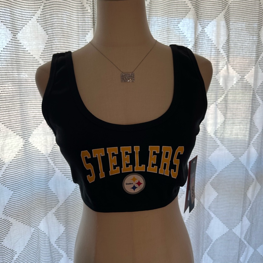 NFL Pittsburgh Steelers Black and Gold Sports Bra